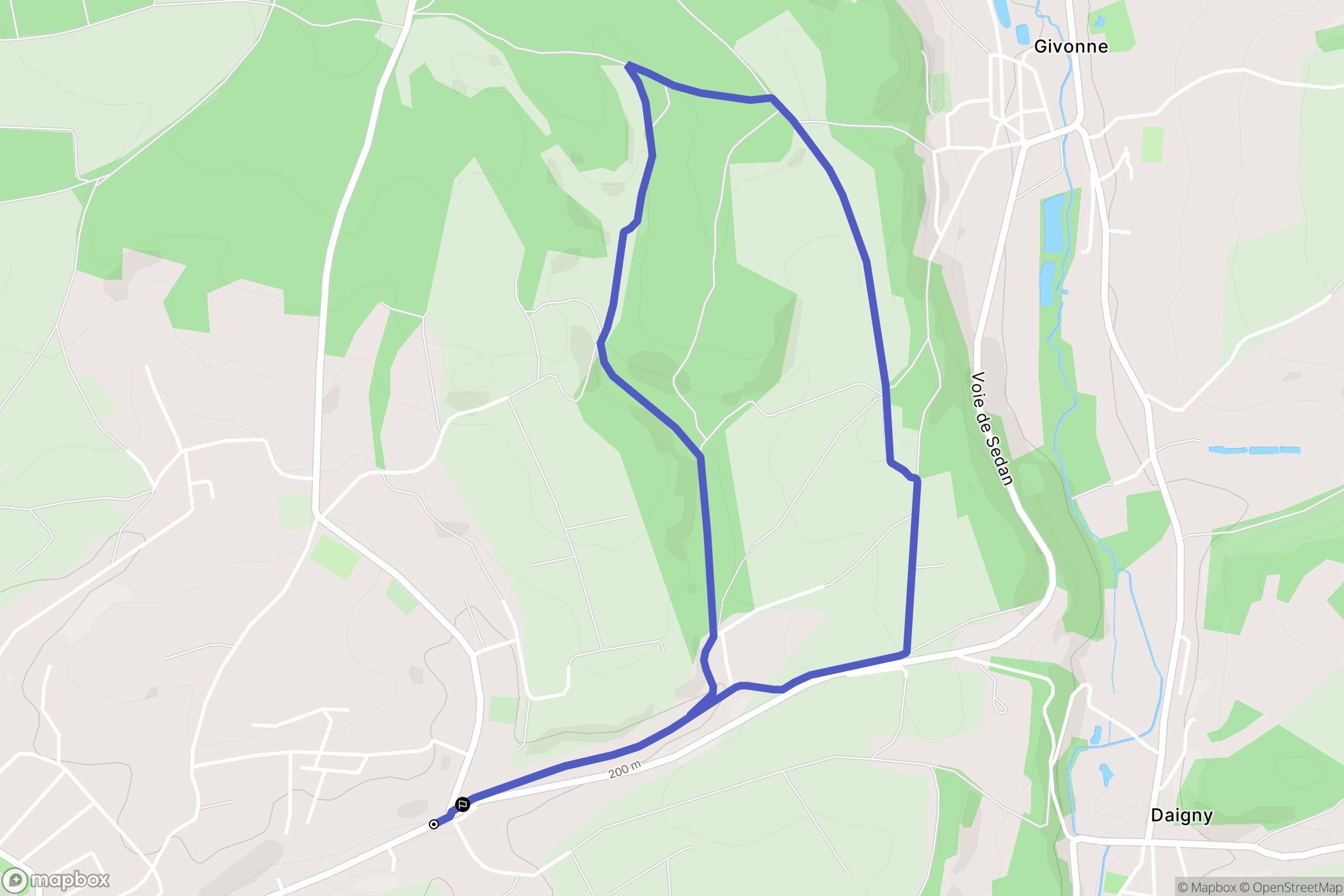Sedan : carte du parcours de randonnée - France