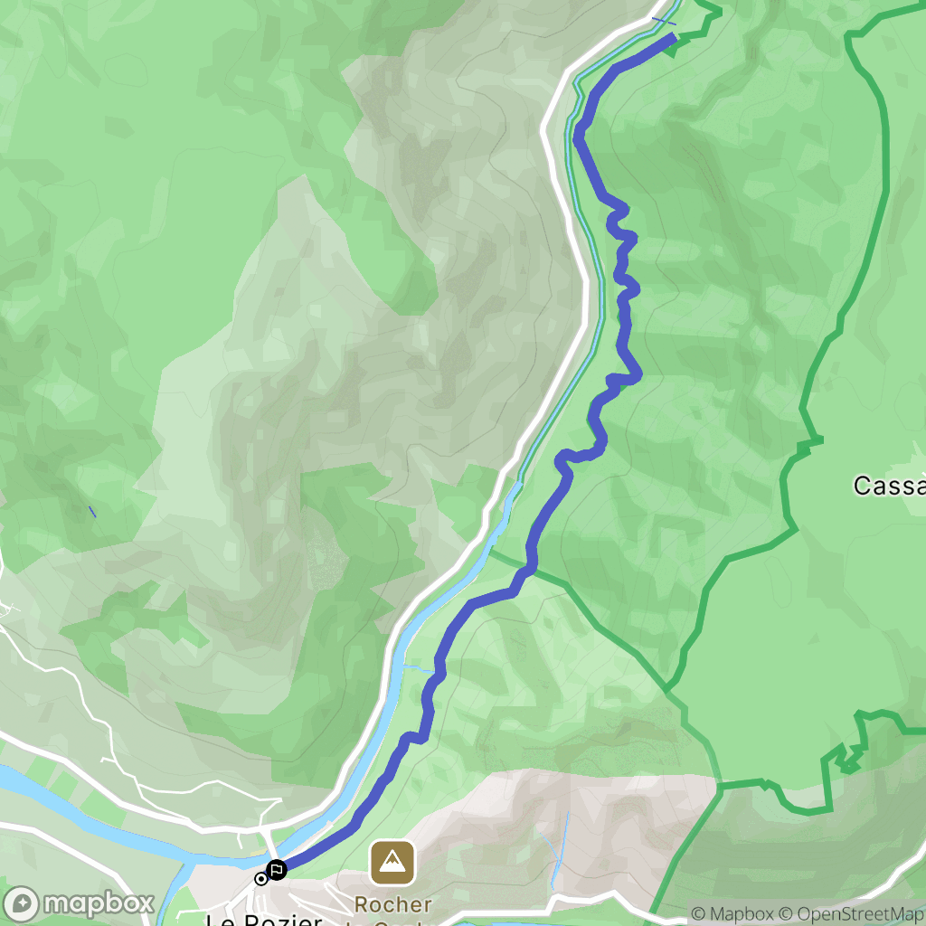 Le Rozier : carte du parcours de randonnée - France