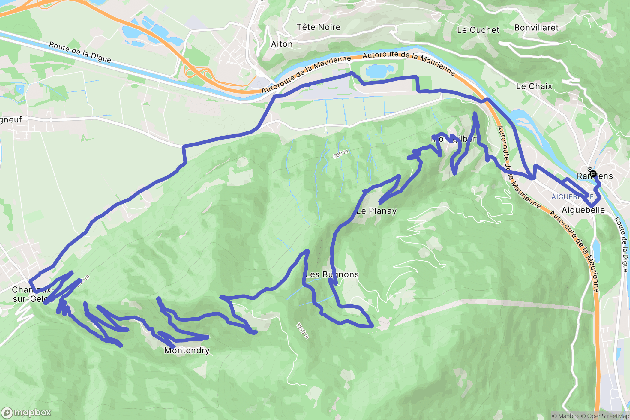 Val-d'Arc : carte du parcours de randonnée - France