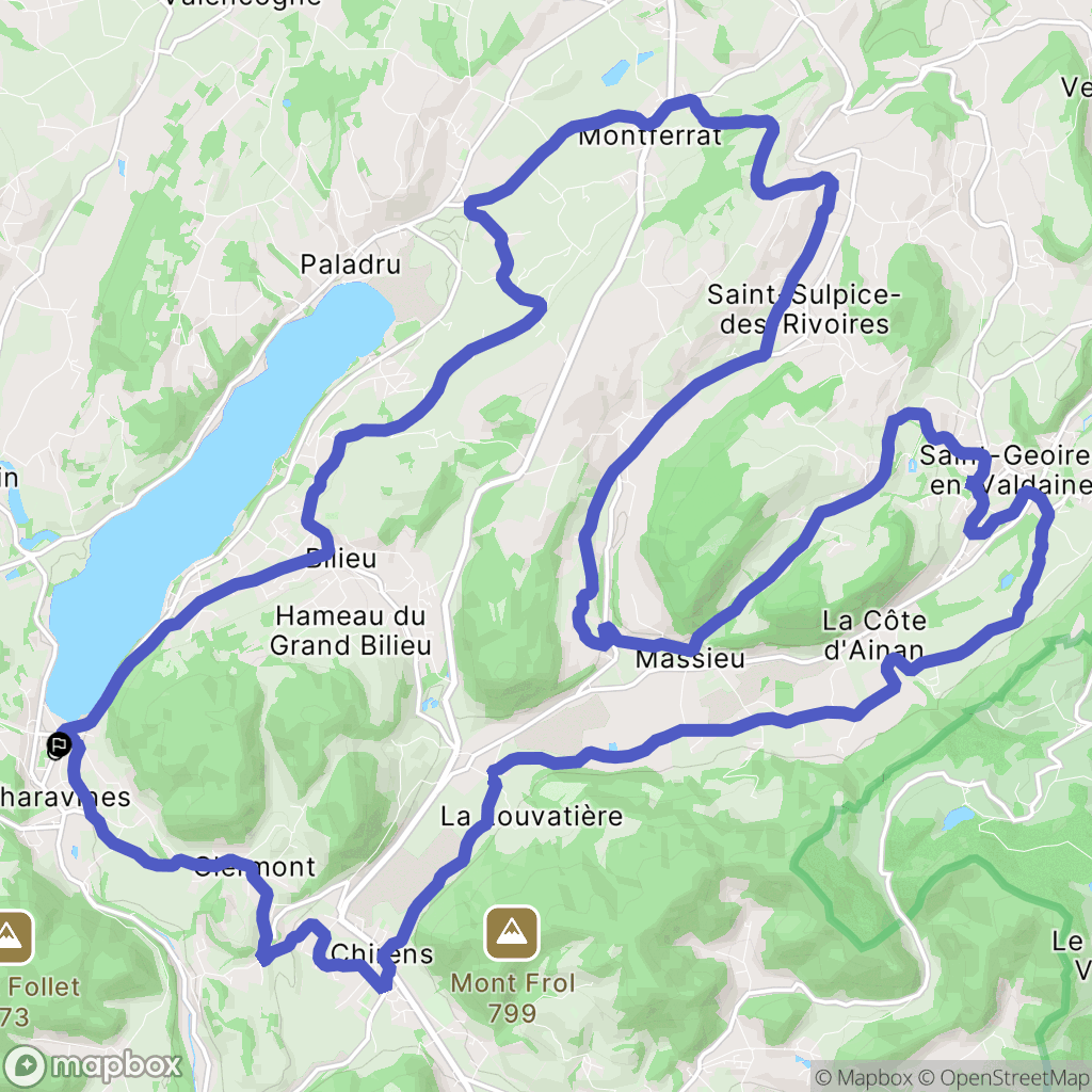 Charavines : carte du parcours de randonnée - France