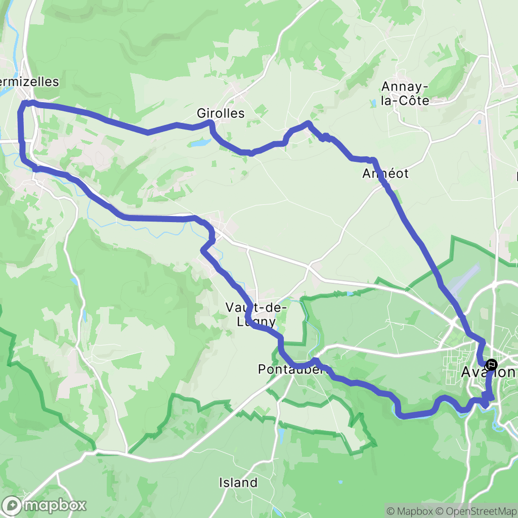 Avallon : carte du parcours de randonnée - France