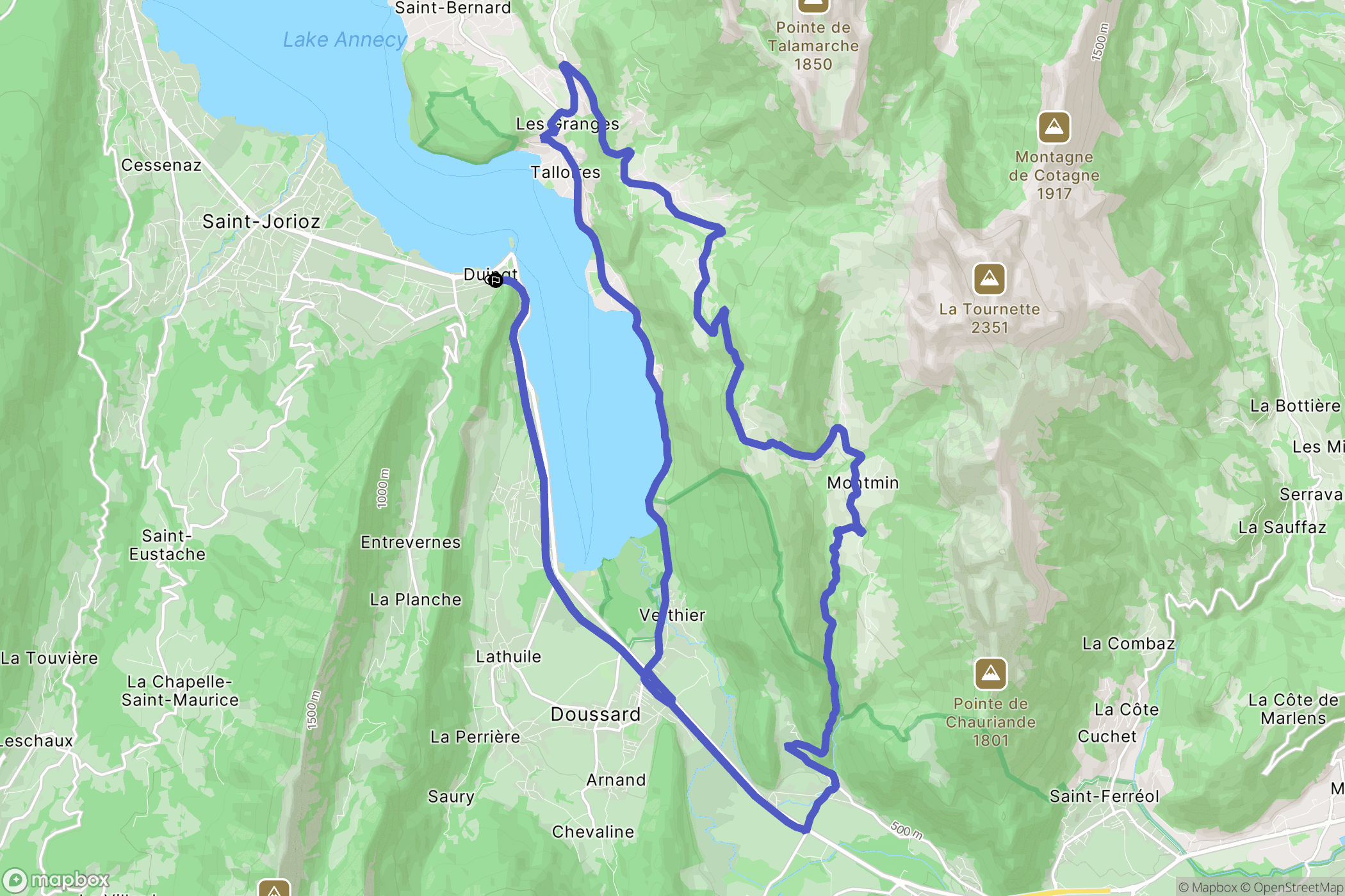 Duingt : carte du parcours de randonnée - France