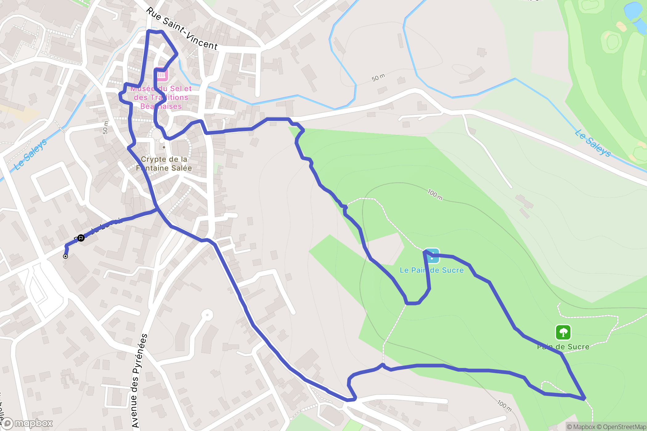 Salies-de-Béarn : carte du parcours de randonnée - France