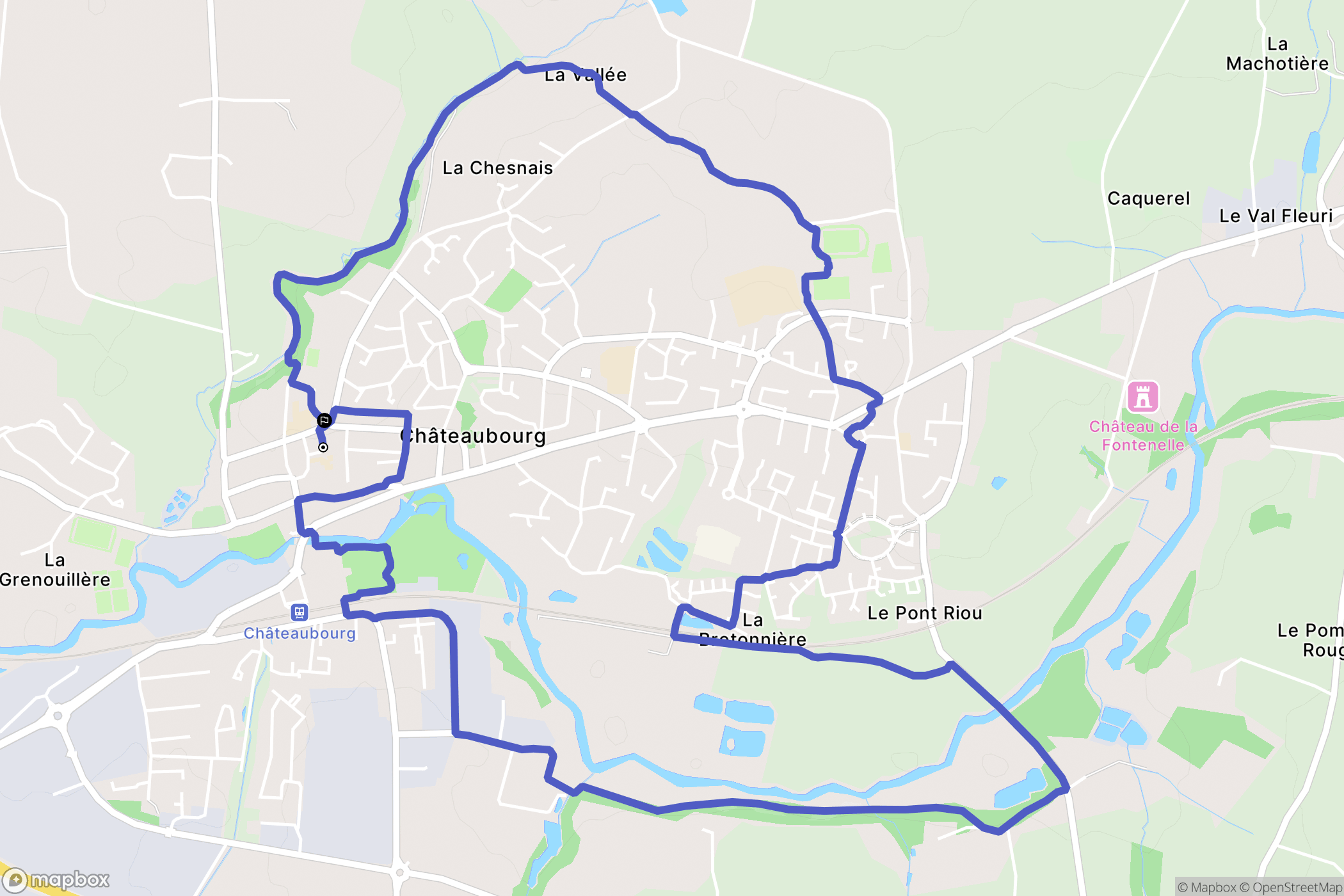 Châteaubourg : carte du parcours de randonnée - France