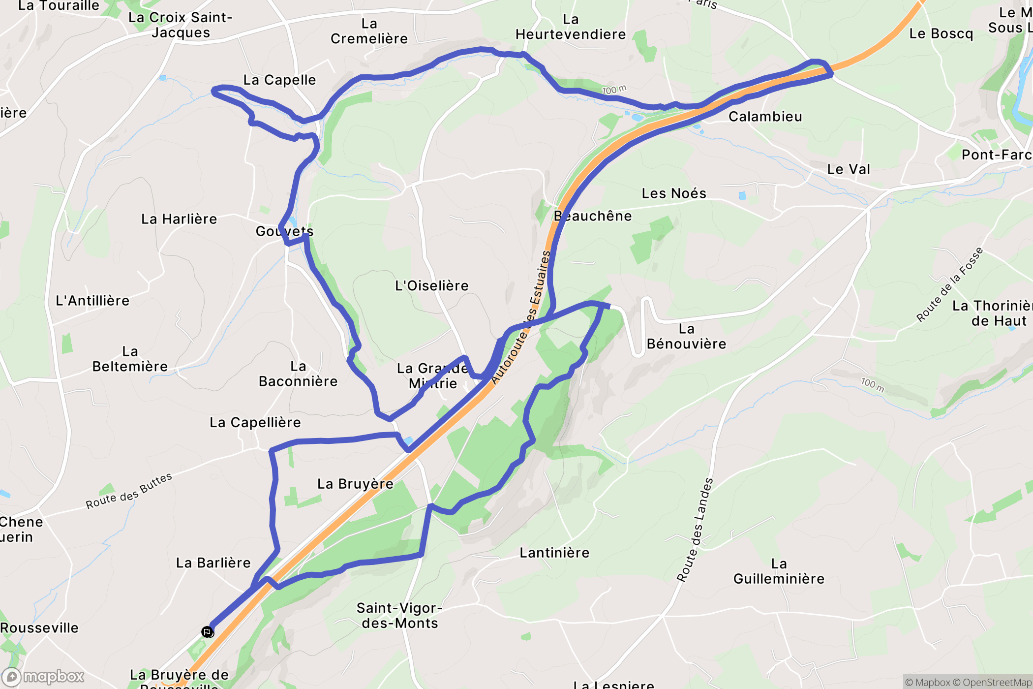 Gouvets : carte du parcours de randonnée - France