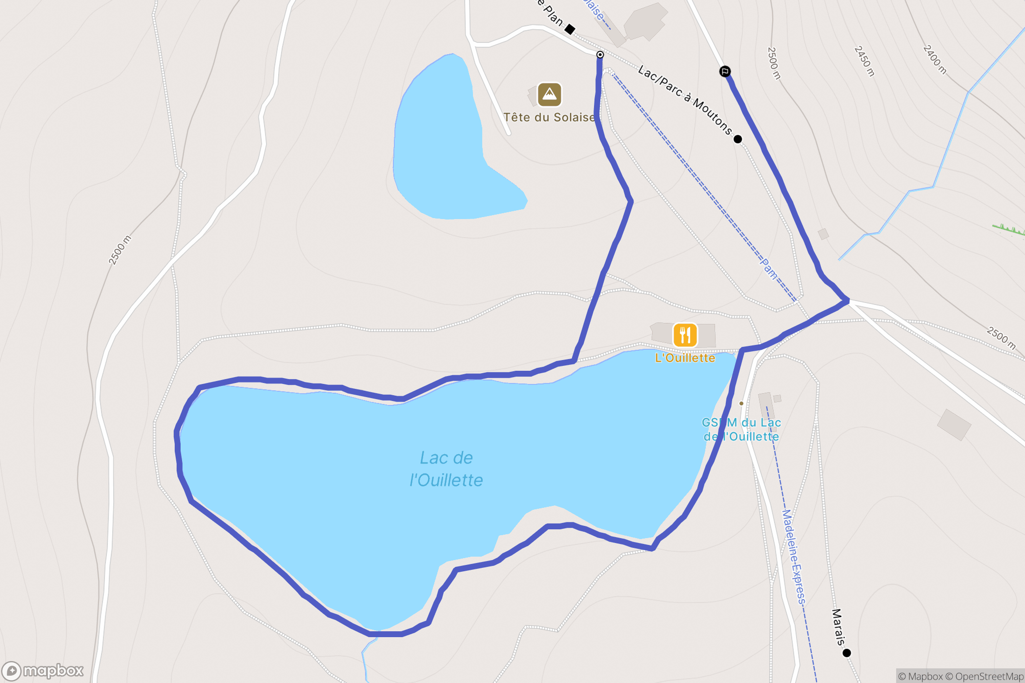 Val-d'Isère : carte du parcours de randonnée - France
