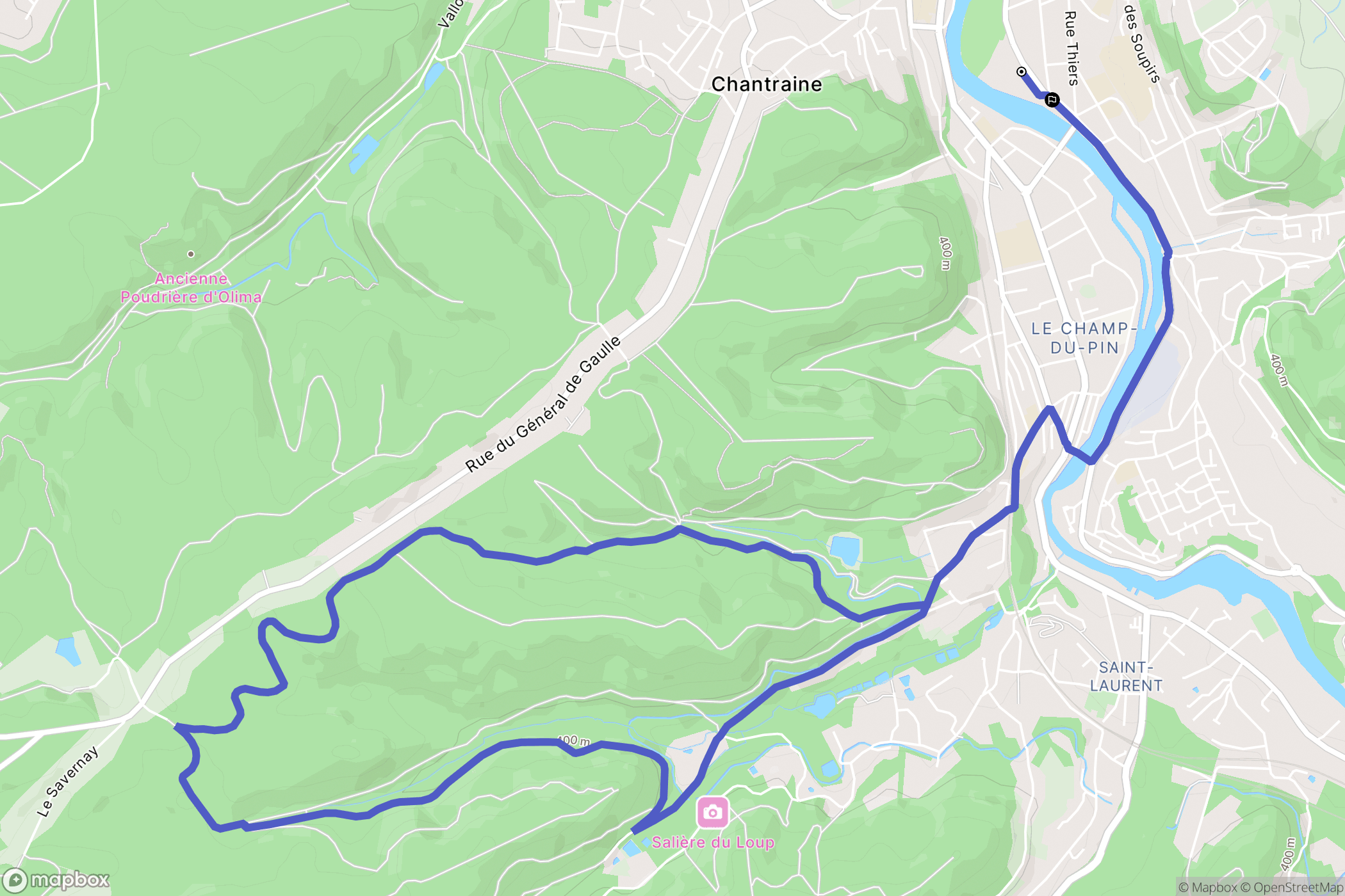Épinal : carte du parcours de randonnée - France