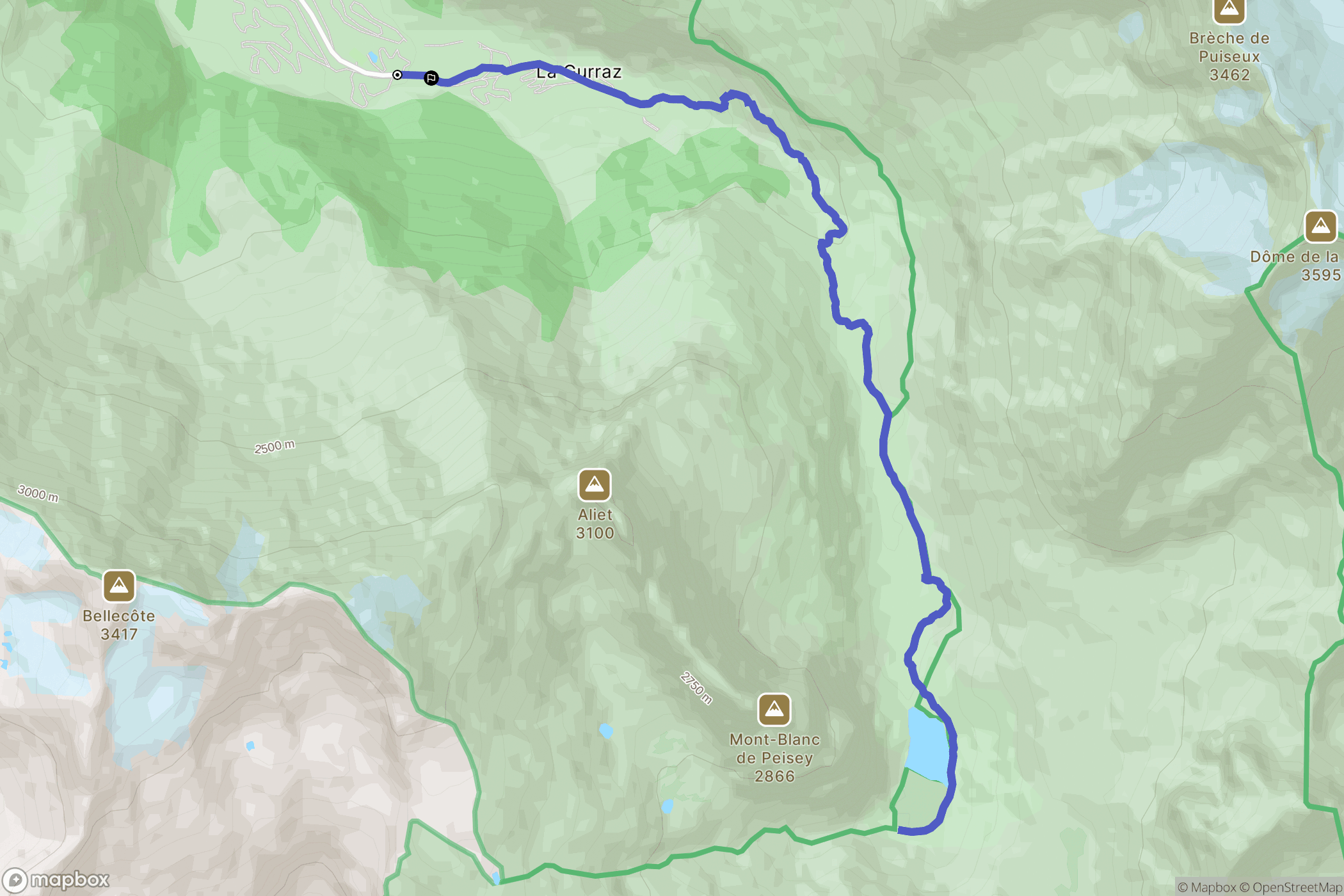 Peisey-Nancroix : carte du parcours de randonnée - France