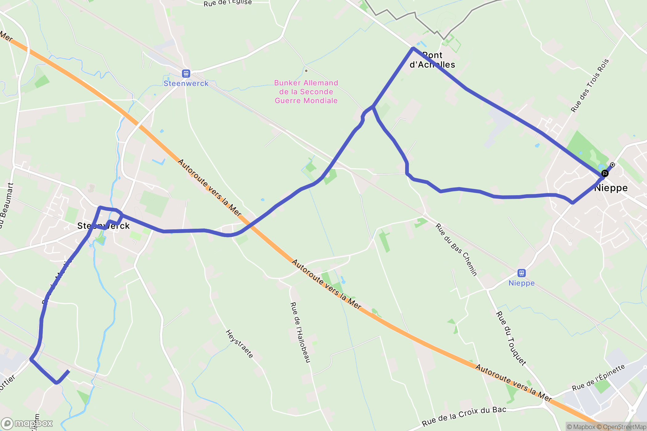 Nieppe : carte du parcours de randonnée - France
