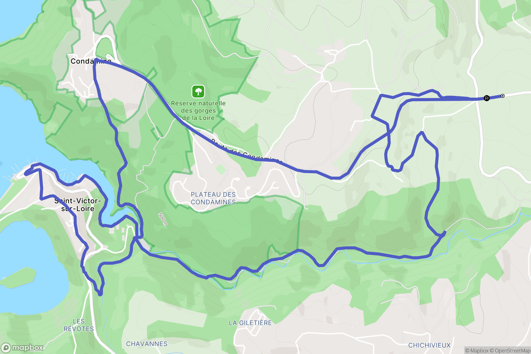 Saint-Étienne : carte du parcours de randonnée - France