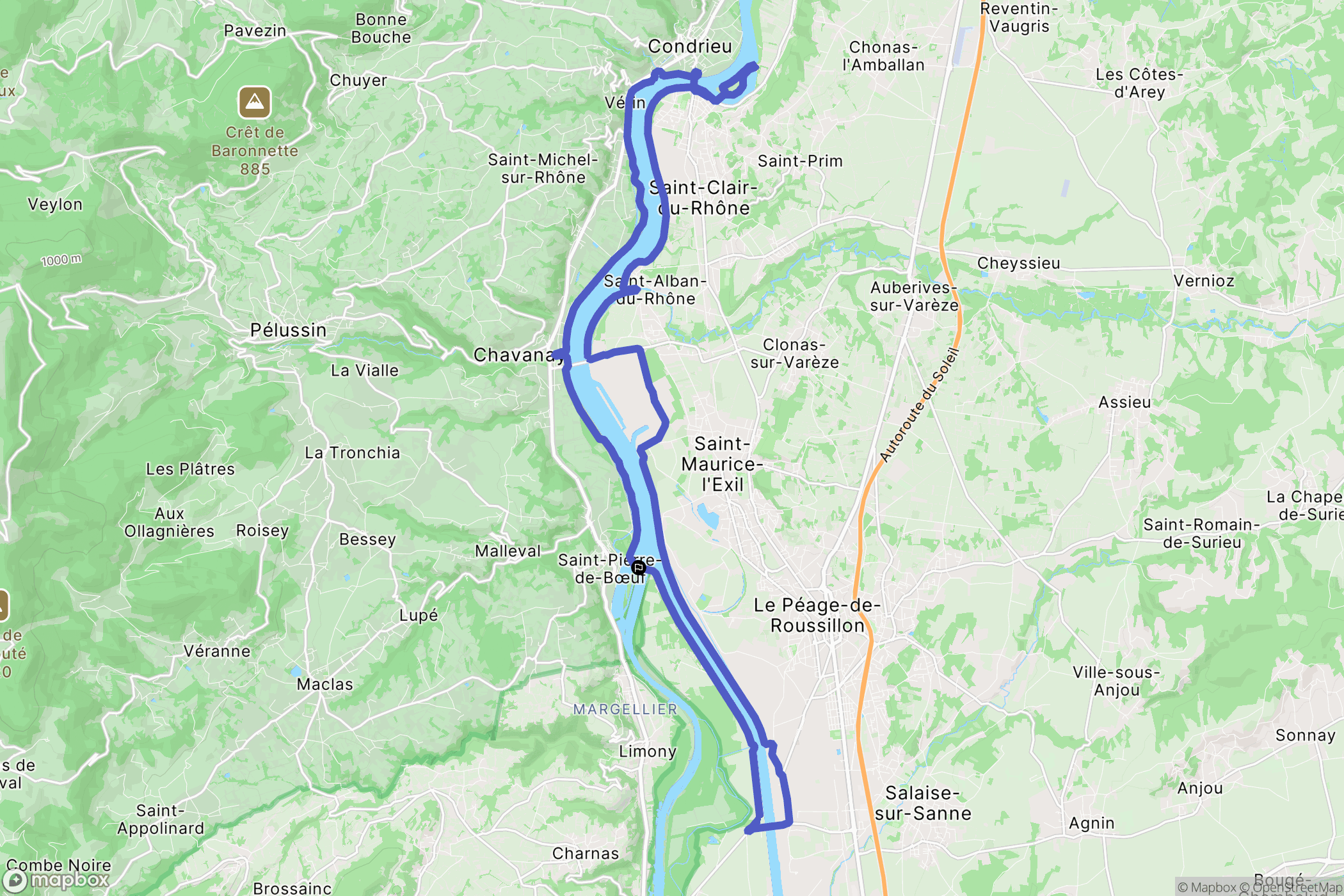 Saint-Pierre-de-Bœuf : carte du parcours de randonnée - France