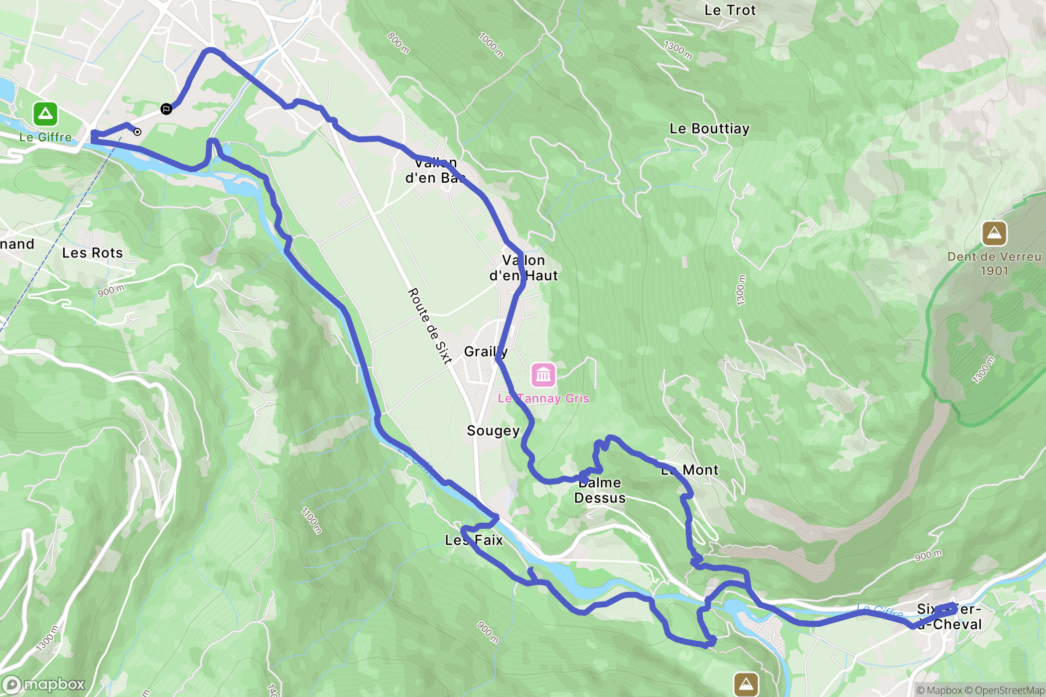 Samoëns : carte du parcours de randonnée - France