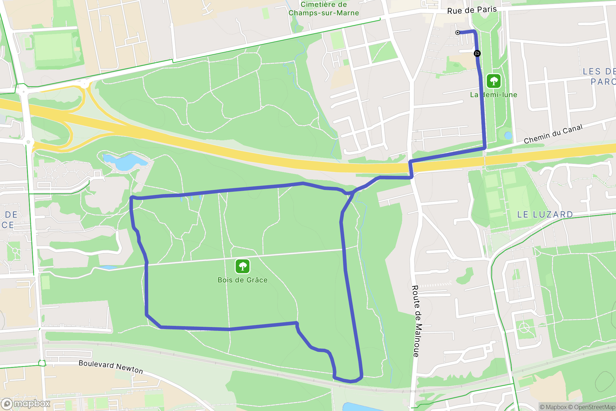 Champs-sur-Marne : carte du parcours de randonnée - France