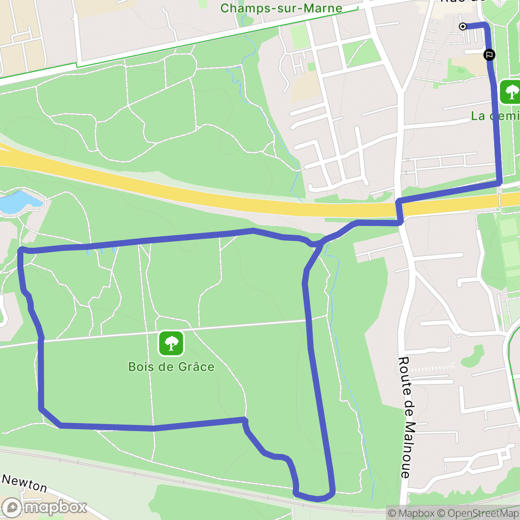 Champs-sur-Marne : carte du parcours de randonnée - France