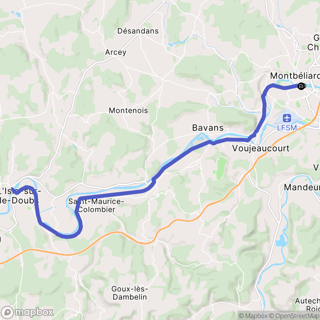 Montbéliard : carte du parcours de randonnée - France