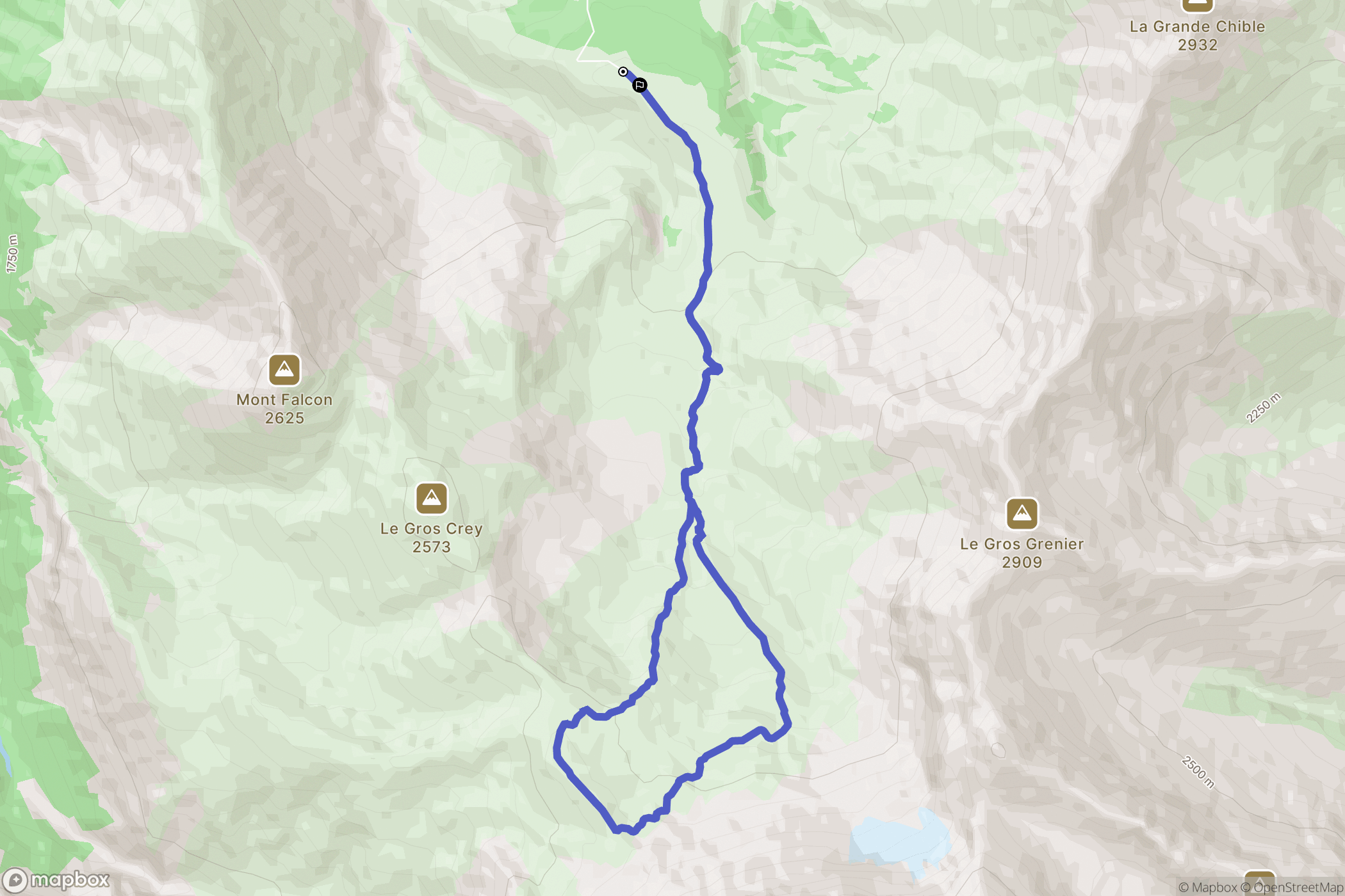 Albiez-Montrond : carte du parcours de randonnée - France