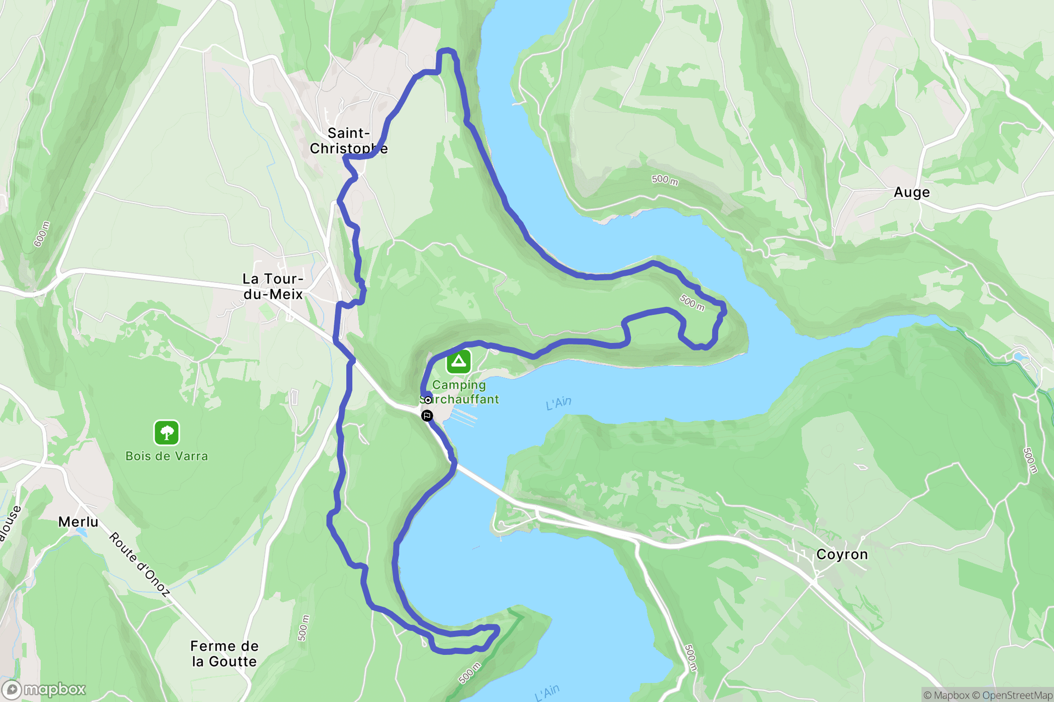 La Tour-du-Meix : carte du parcours de randonnée - France