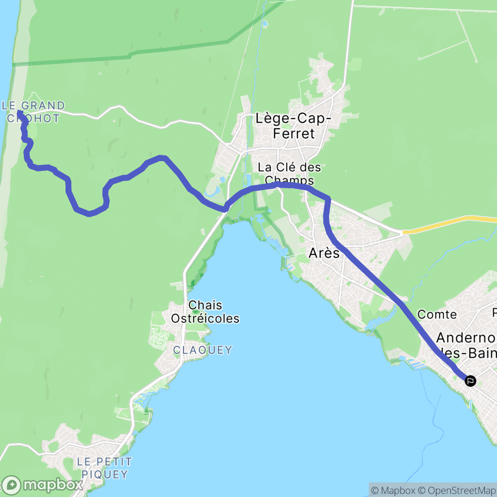 Andernos-les-Bains : carte du parcours de randonnée - France