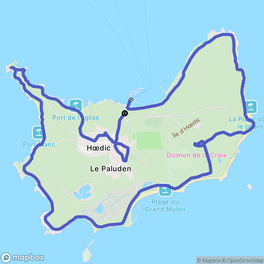 Hoëdic : carte du parcours de randonnée - France