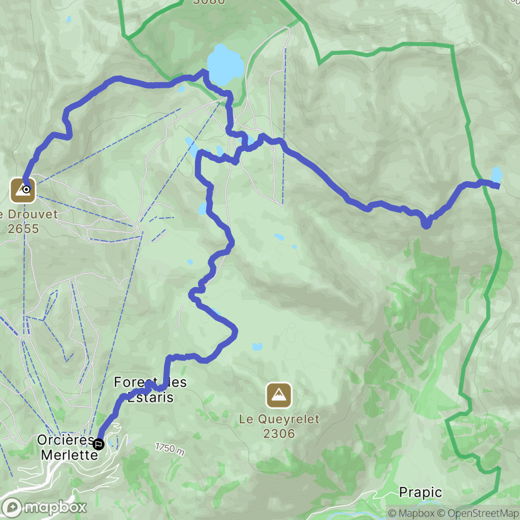 Orcières : carte du parcours de randonnée - France