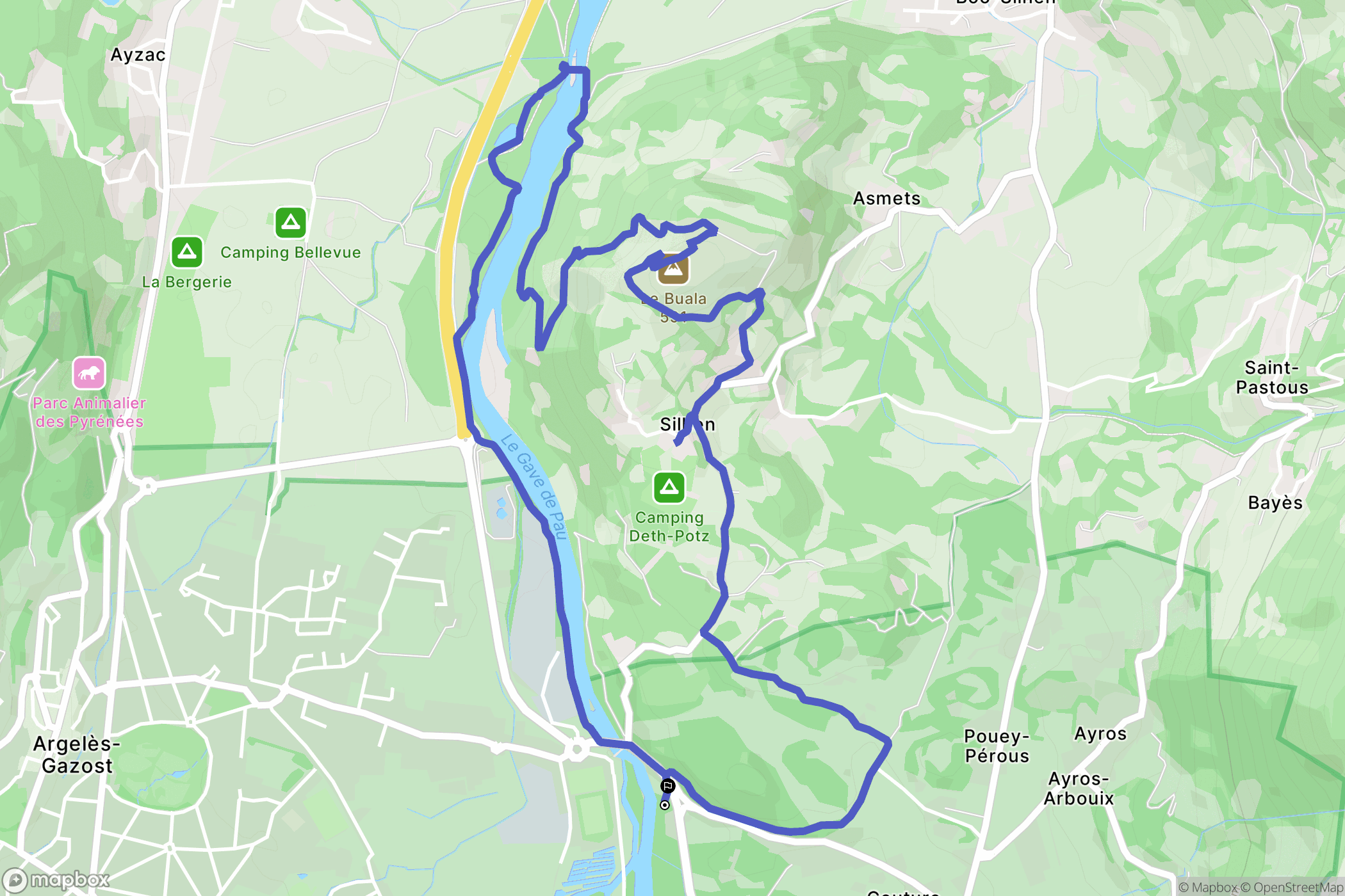 Ayros-Arbouix : carte du parcours de randonnée - France