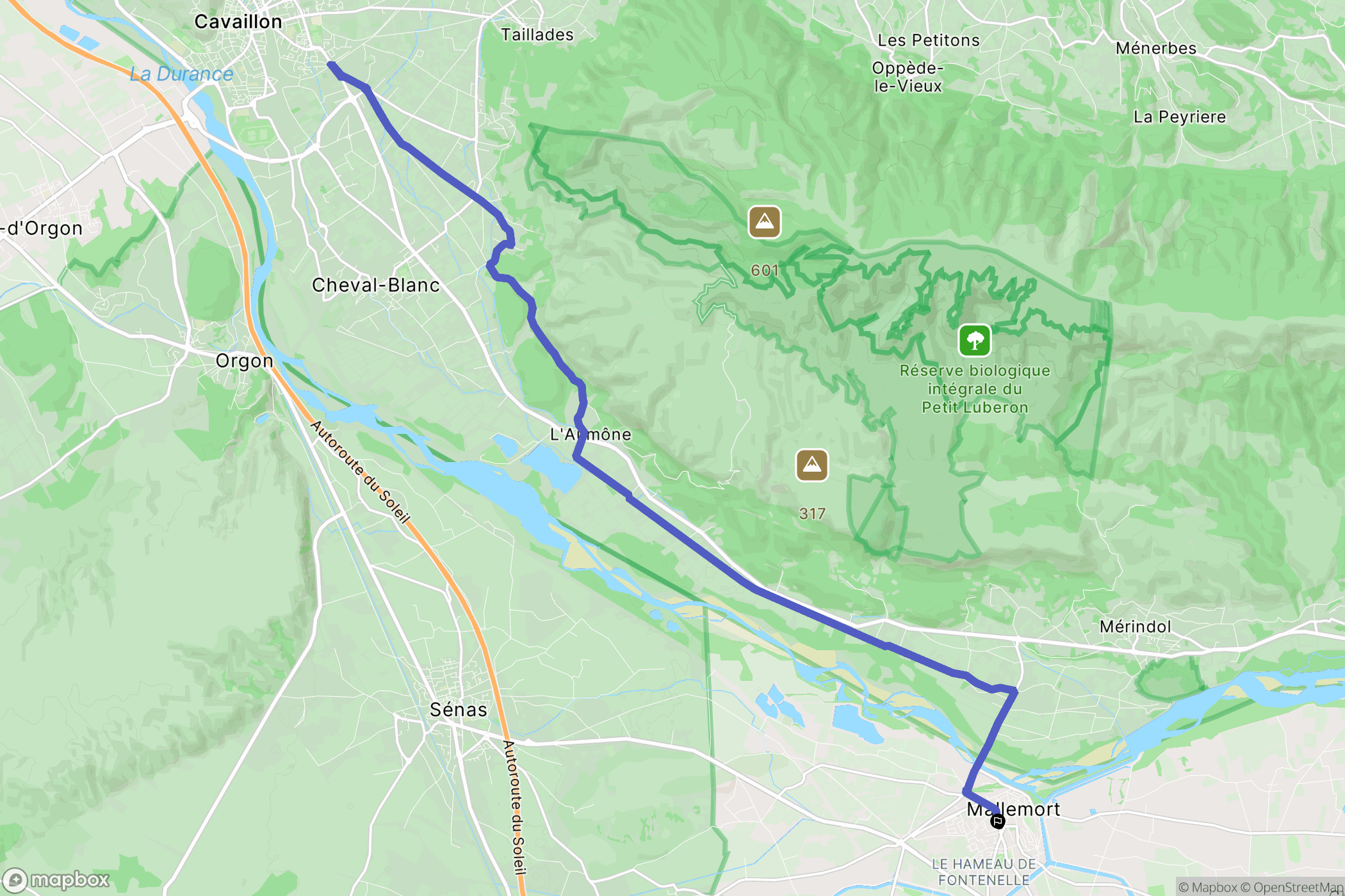 Mallemort : carte du parcours de randonnée - France