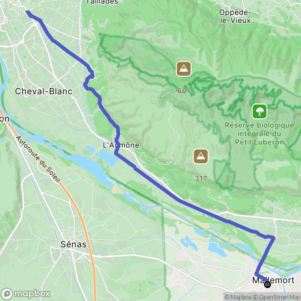 Mallemort : carte du parcours de randonnée - France
