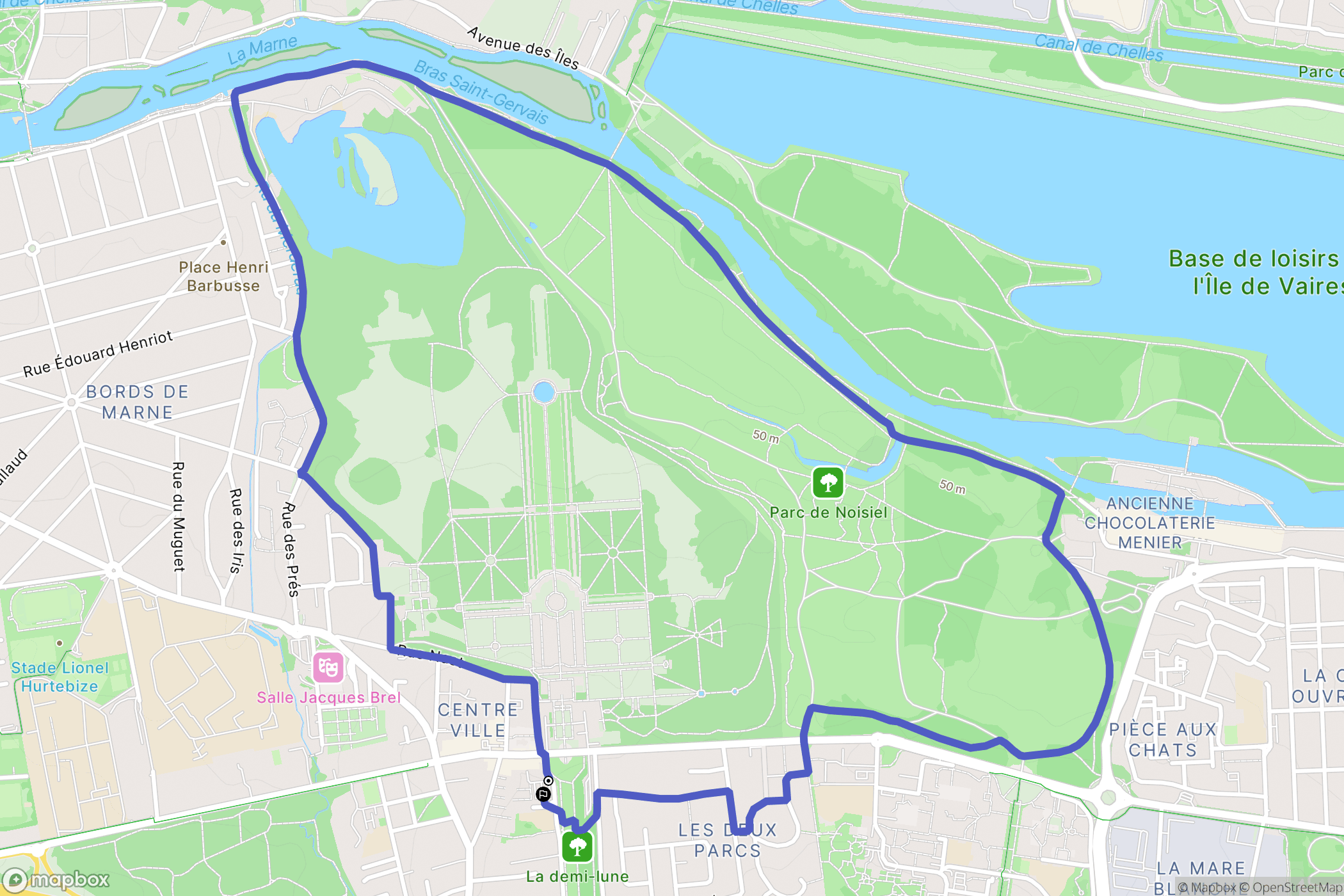 Champs-sur-Marne : carte du parcours de randonnée - France