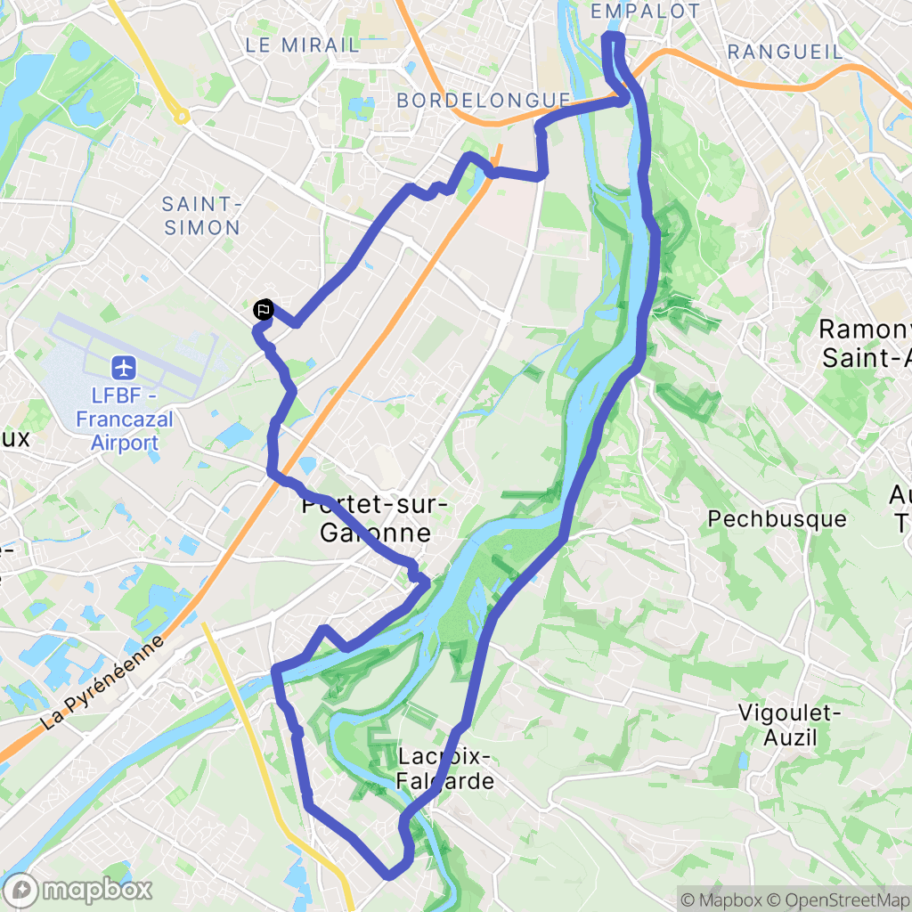 Toulouse : carte du parcours de randonnée - France