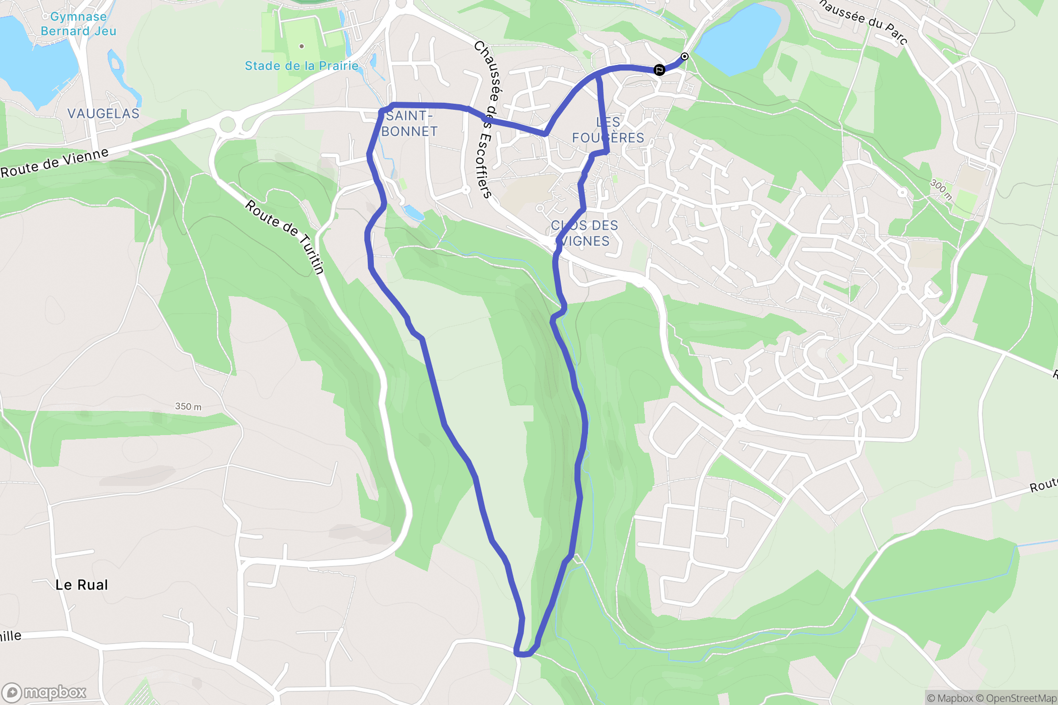 Villefontaine : carte du parcours de randonnée - France