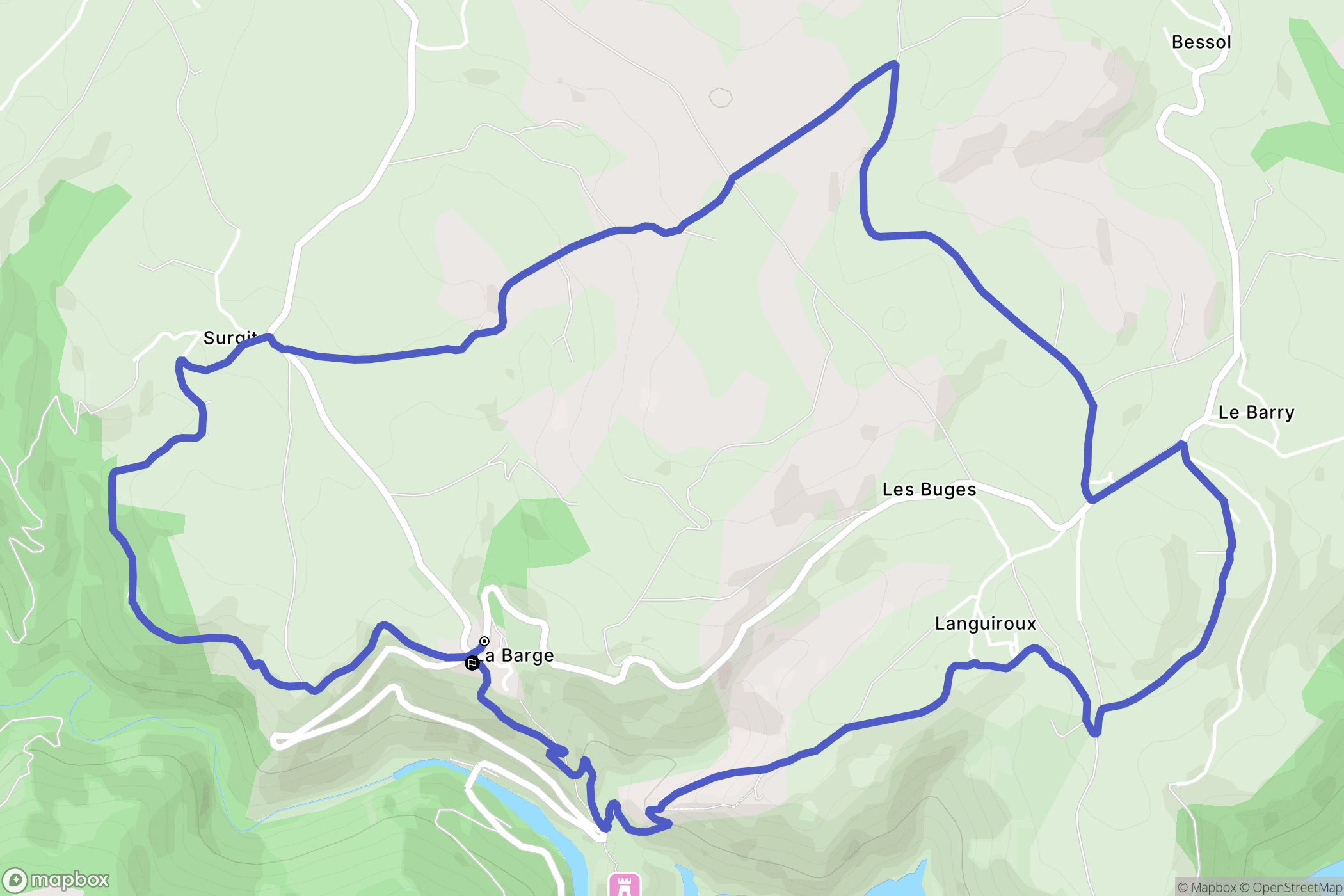 Alleuze : carte du parcours de randonnée - France