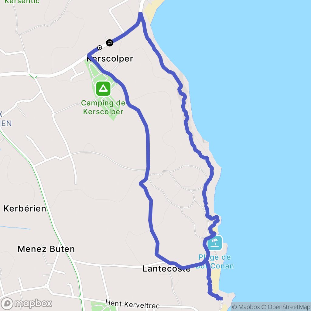 Fouesnant : carte du parcours de randonnée - France