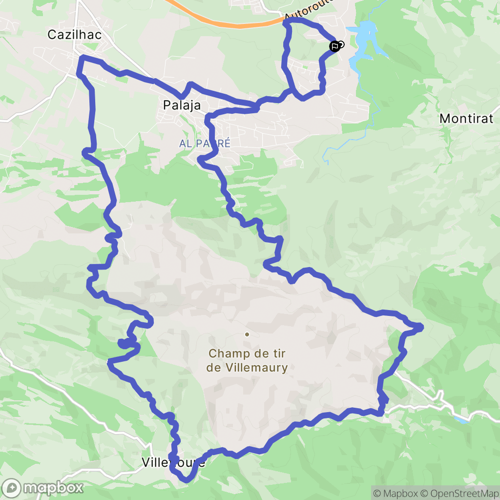 Carcassonne : carte du parcours de randonnée - France
