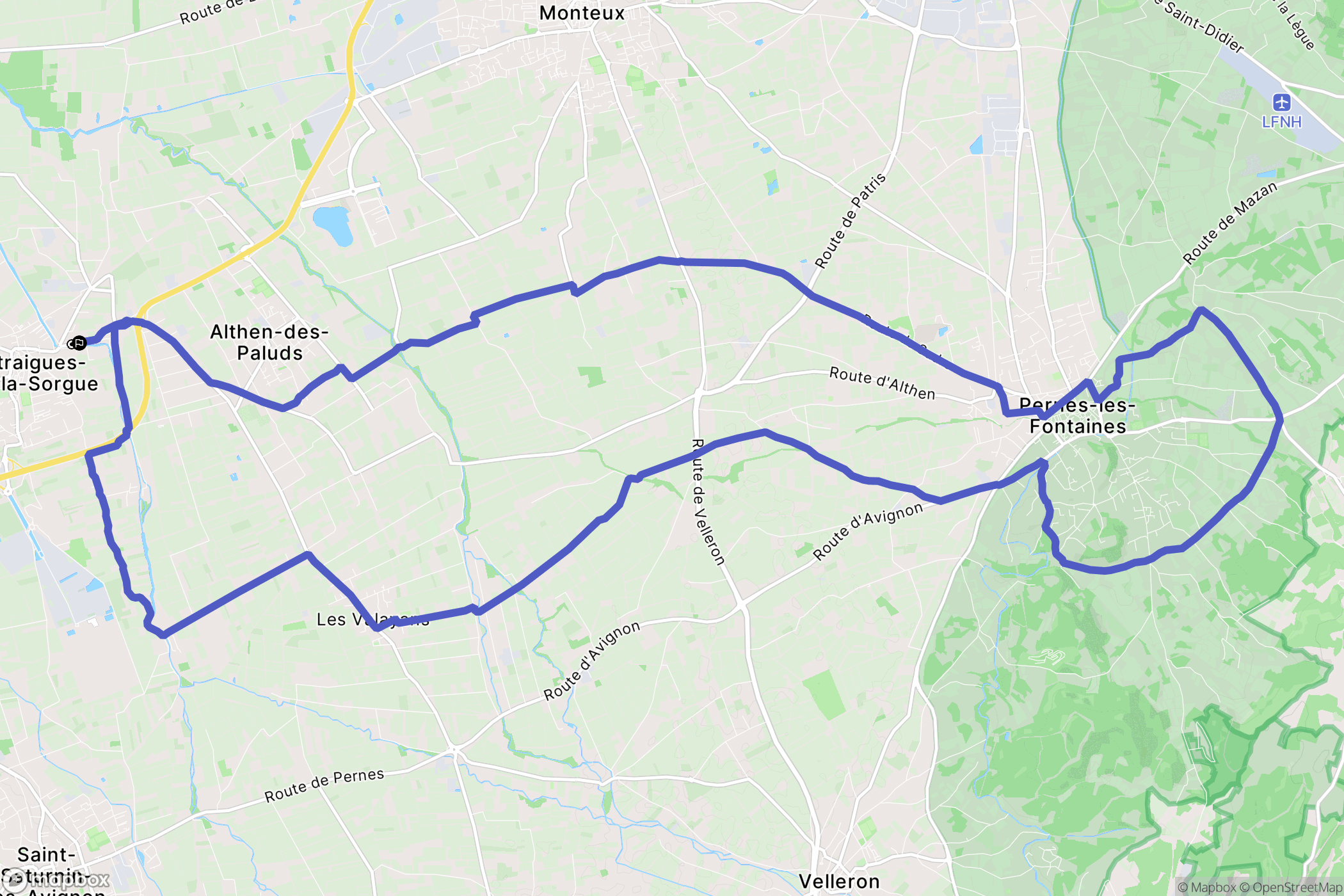 Entraigues-sur-la-Sorgue : carte du parcours de randonnée - France