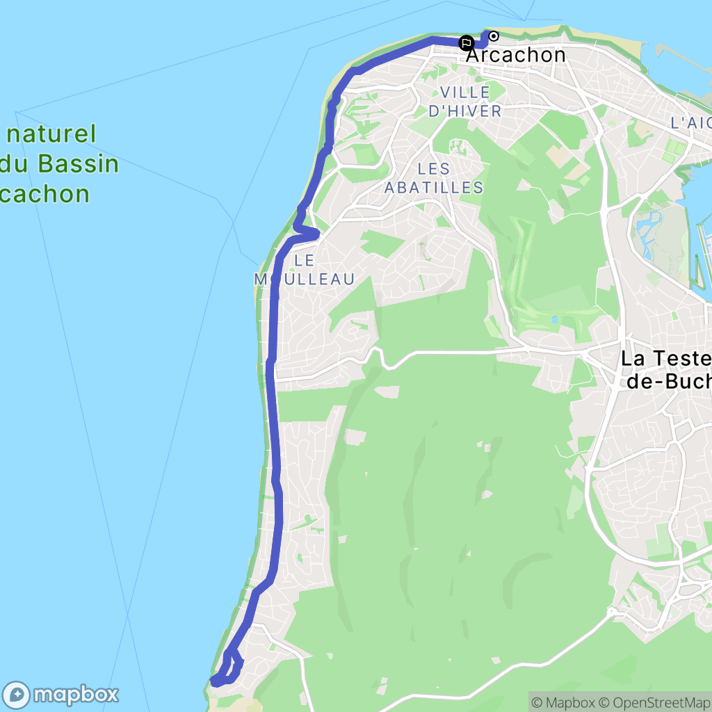 Arcachon : carte du parcours de randonnée - France