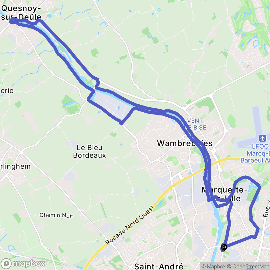 Marquette-lez-Lille : carte du parcours de randonnée - France