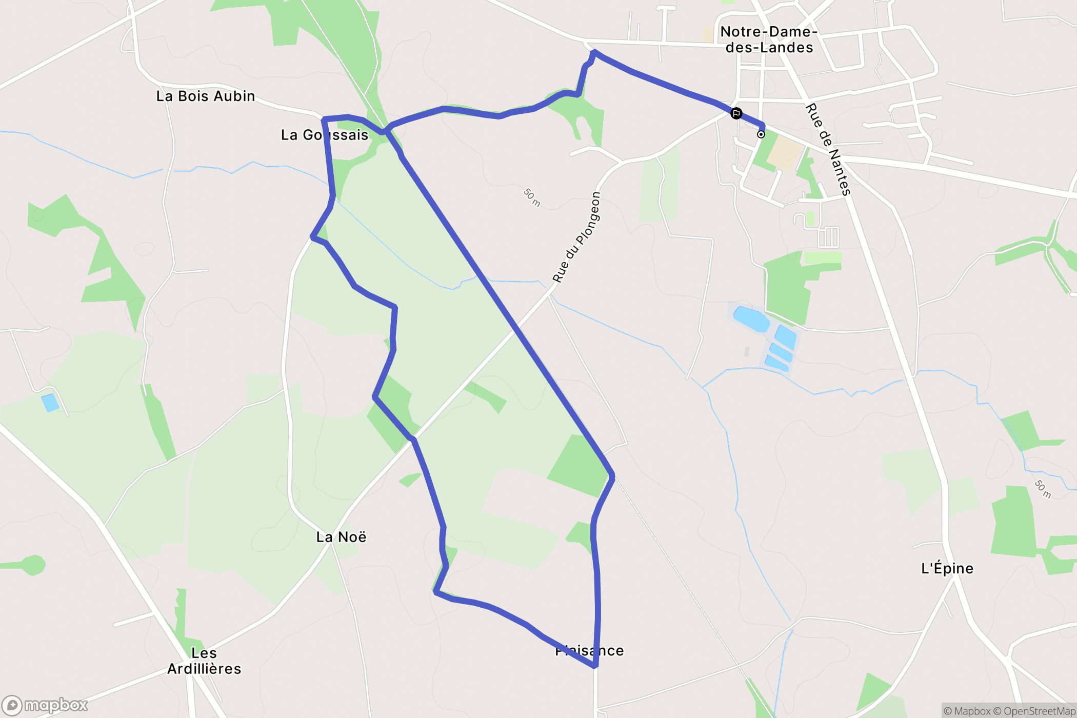 Notre-Dame-des-Landes : carte du parcours de randonnée - France