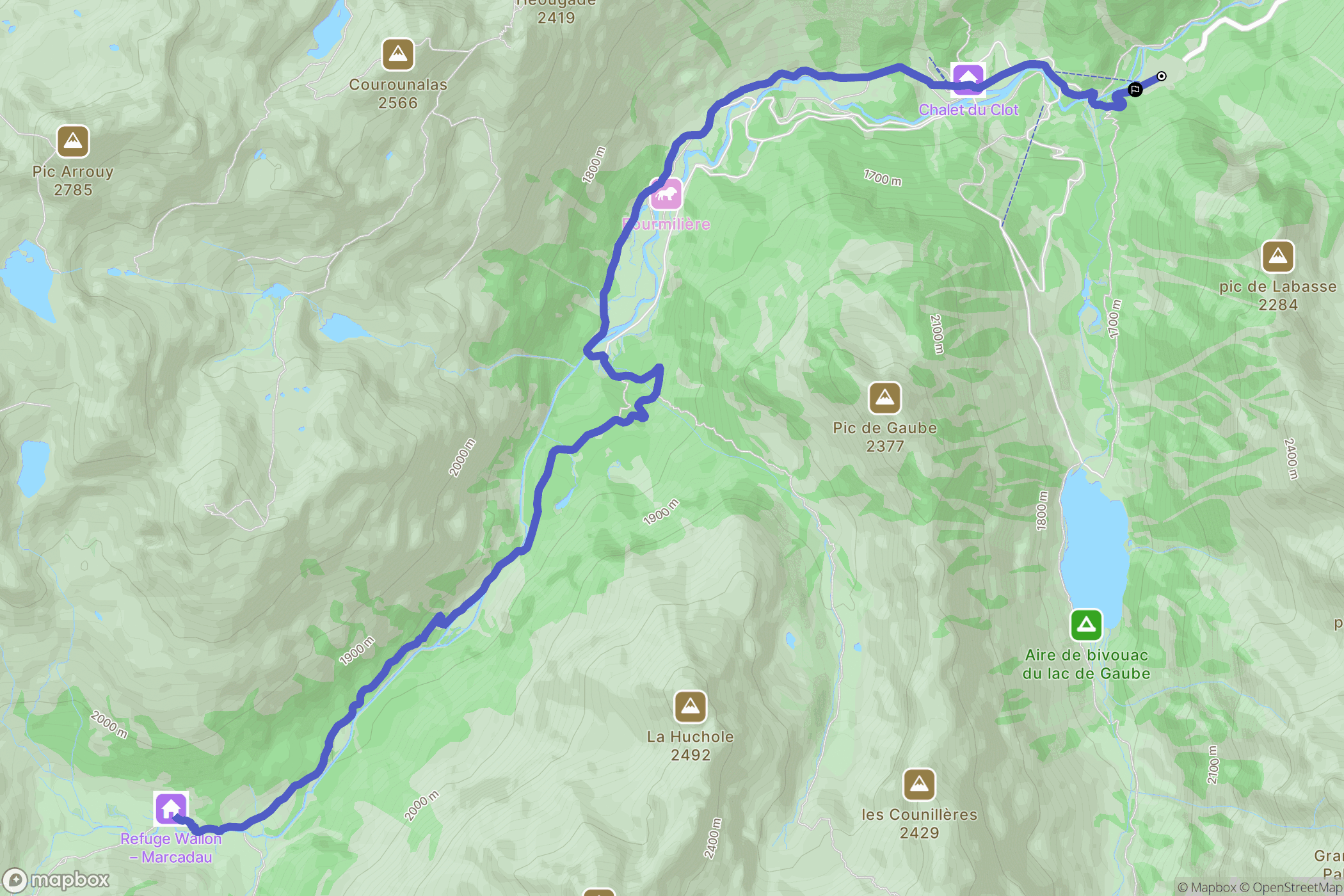 Cauterets : carte du parcours de randonnée - France