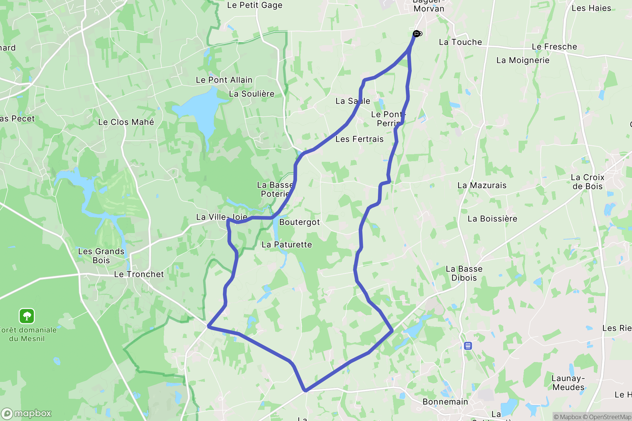 Baguer-Morvan : carte du parcours de randonnée - France