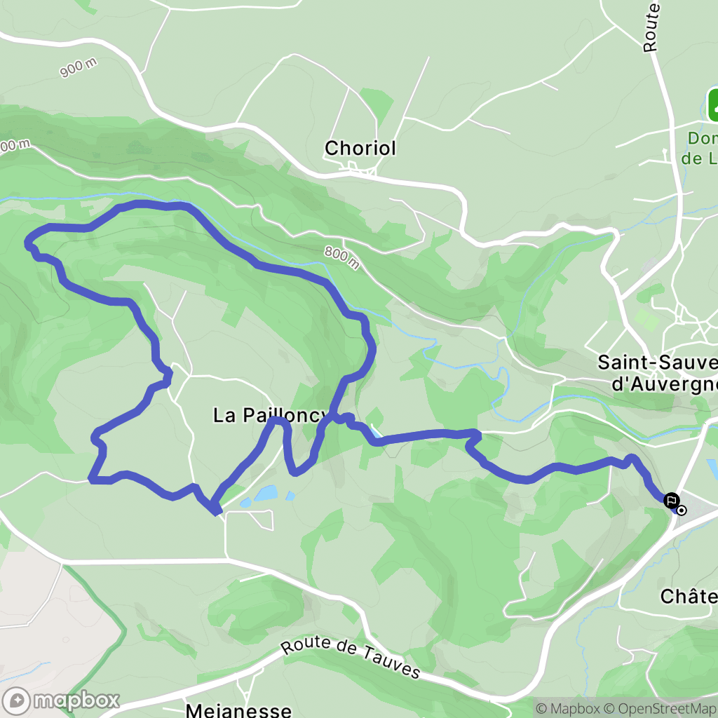 Saint-Sauves-d'Auvergne : carte du parcours de randonnée - France