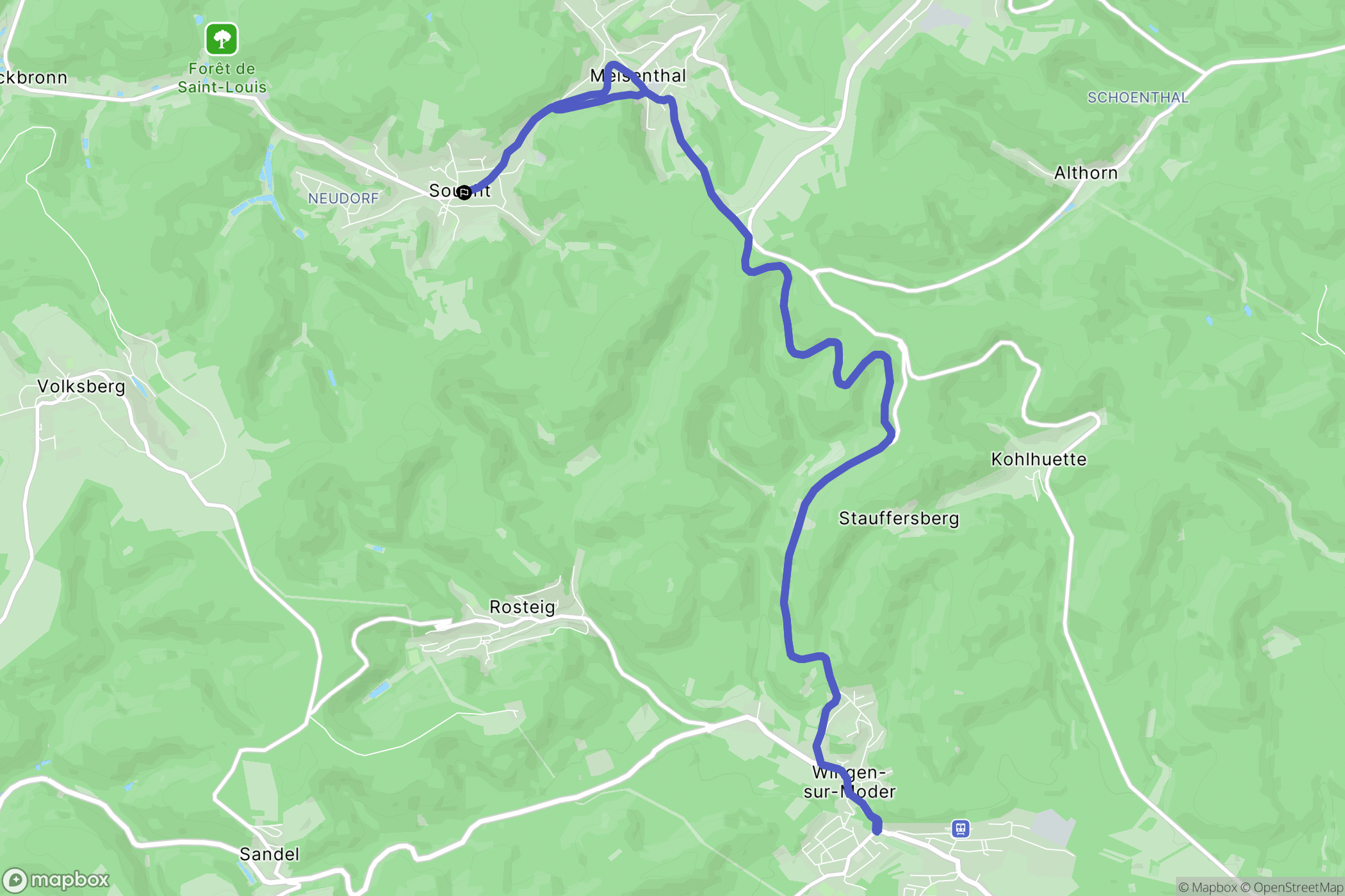 Soucht : carte du parcours de randonnée - France