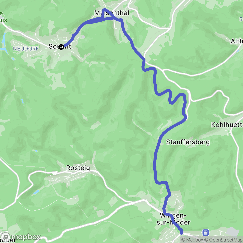 Soucht : carte du parcours de randonnée - France
