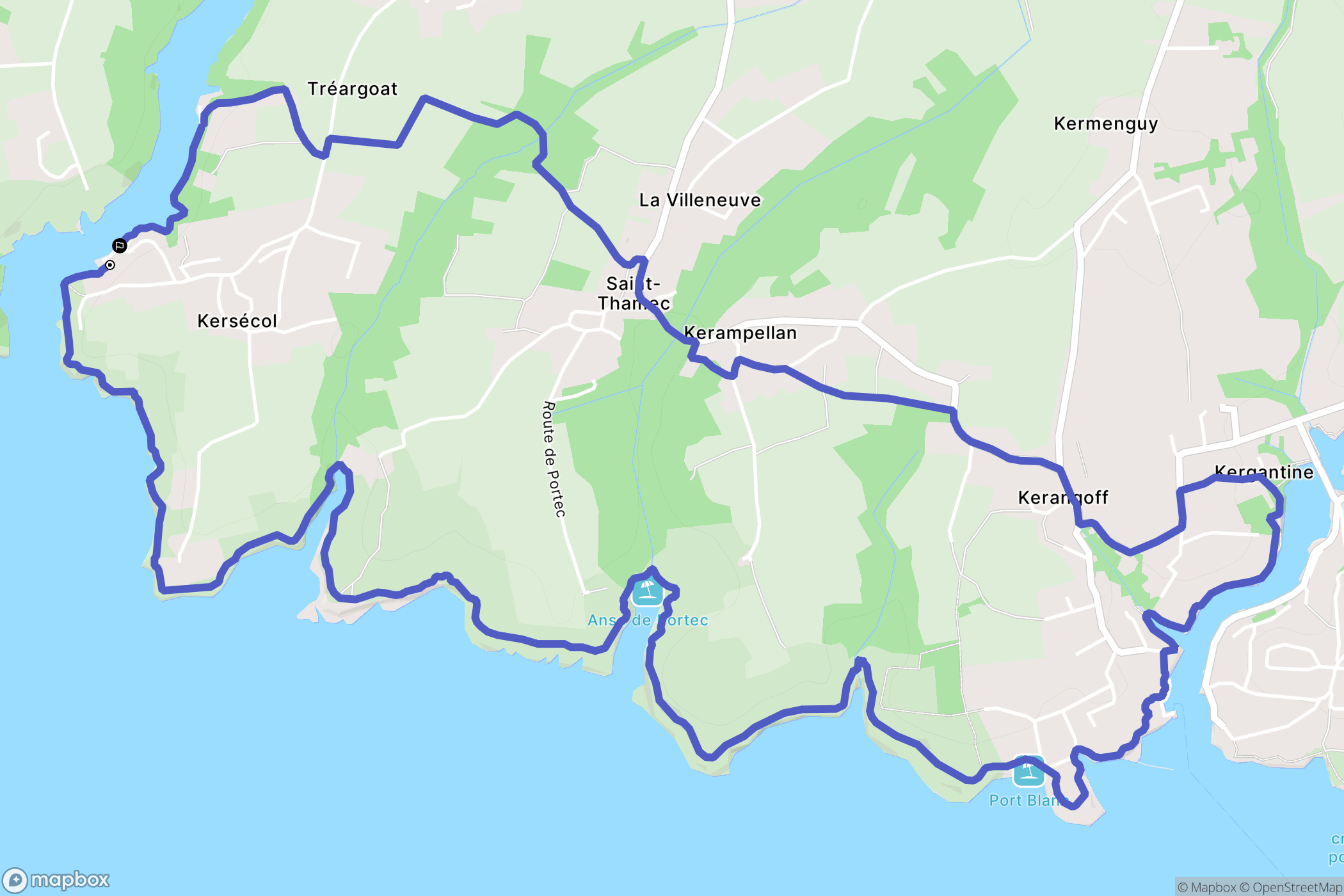 Moëlan-sur-Mer : carte du parcours de randonnée - France