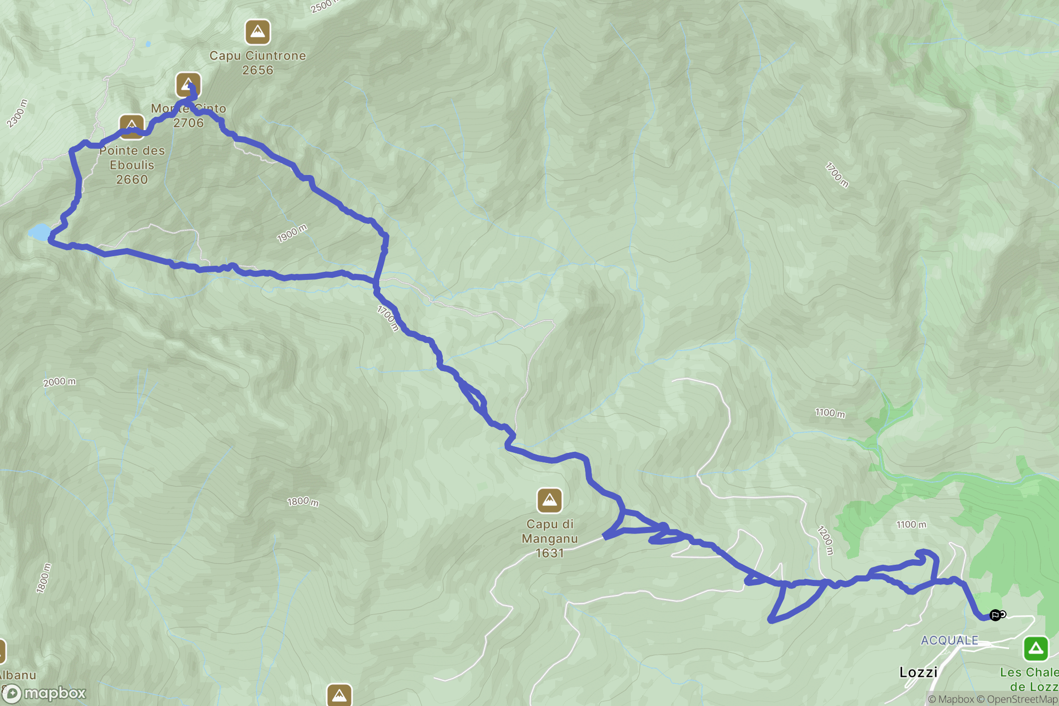 Lozzi : carte du parcours de randonnée - France