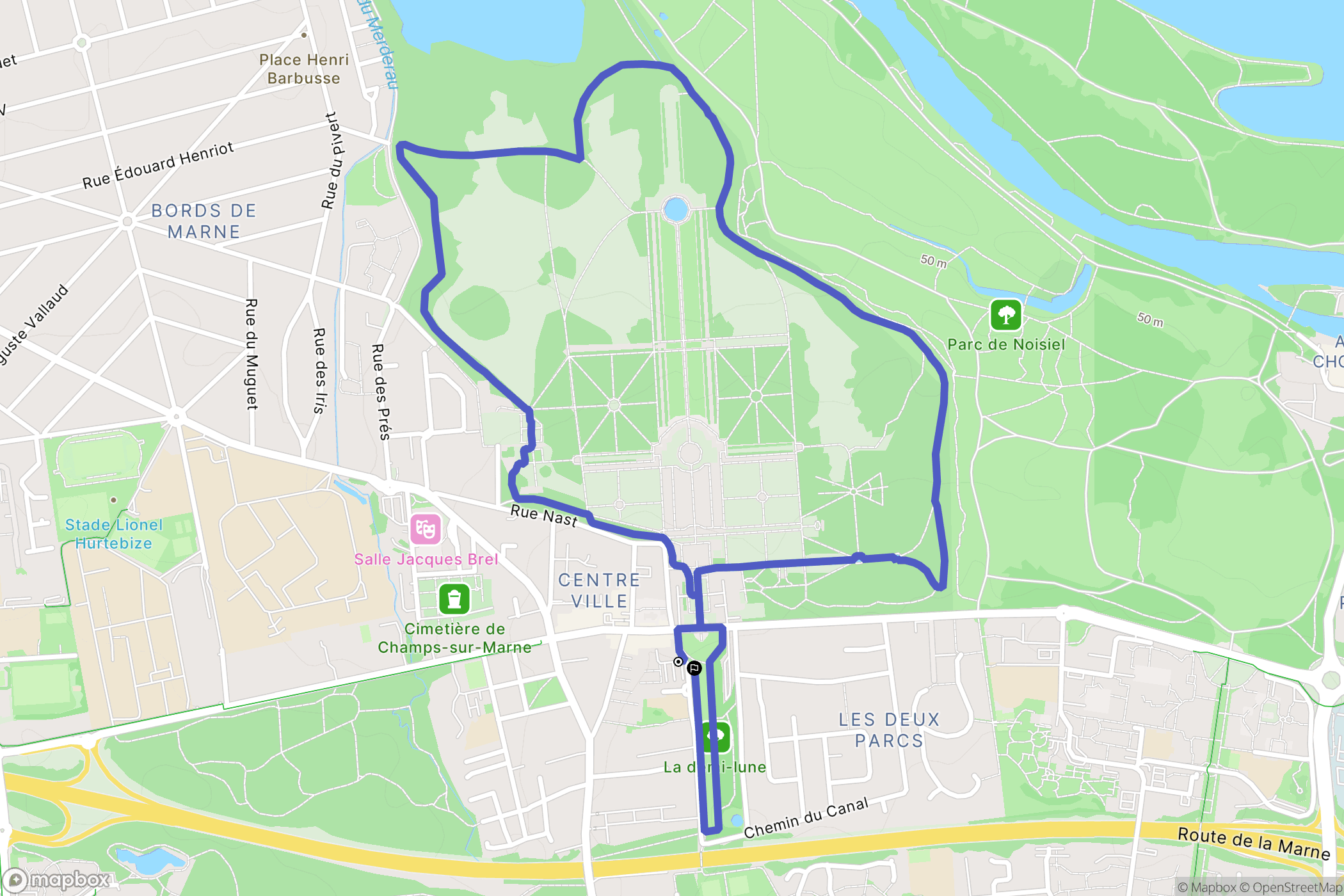 Champs-sur-Marne : carte du parcours de randonnée - France