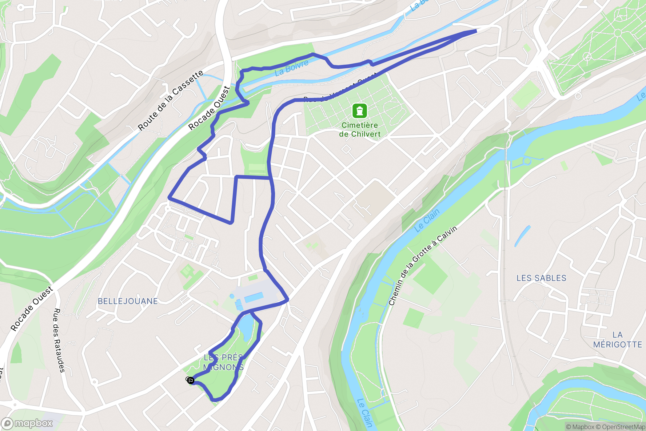 Poitiers : carte du parcours de randonnée - France