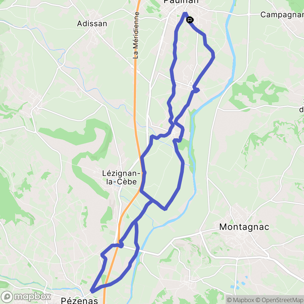 Paulhan : carte du parcours de randonnée - France