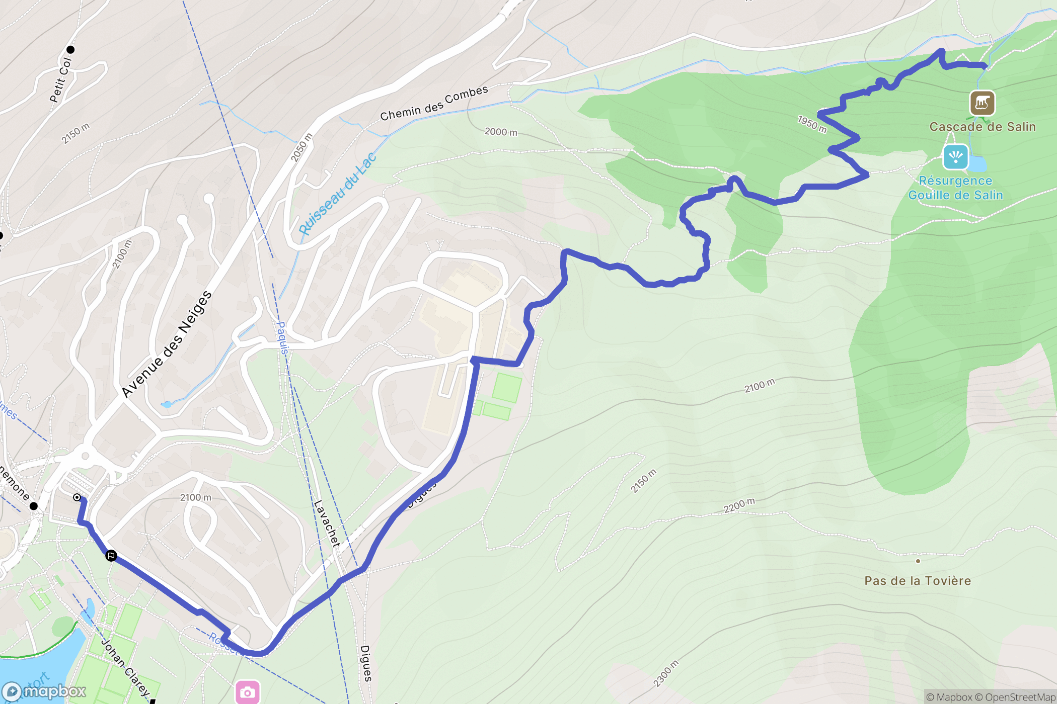 Tignes : carte du parcours de randonnée - France