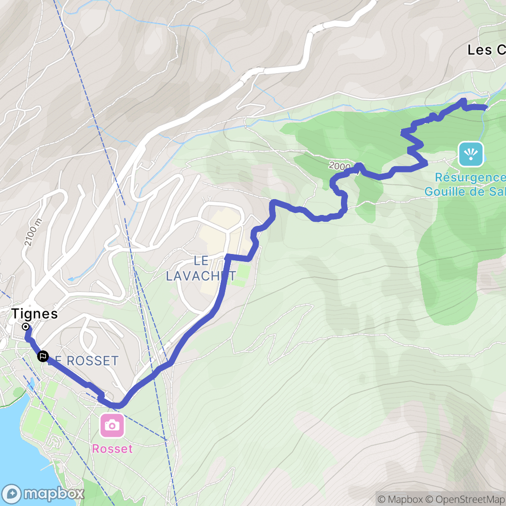 Tignes : carte du parcours de randonnée - France