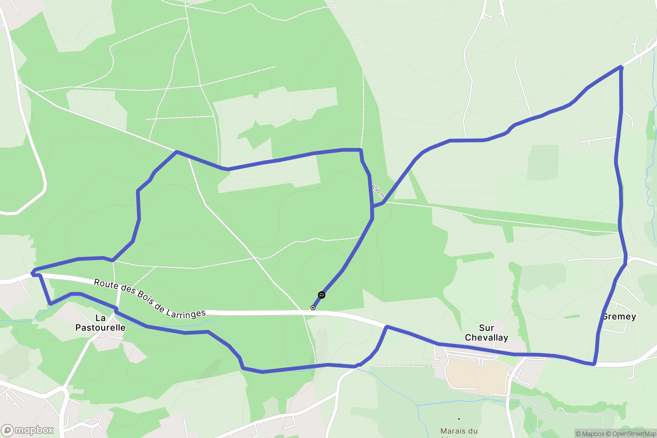 Larringes : carte du parcours de randonnée - France